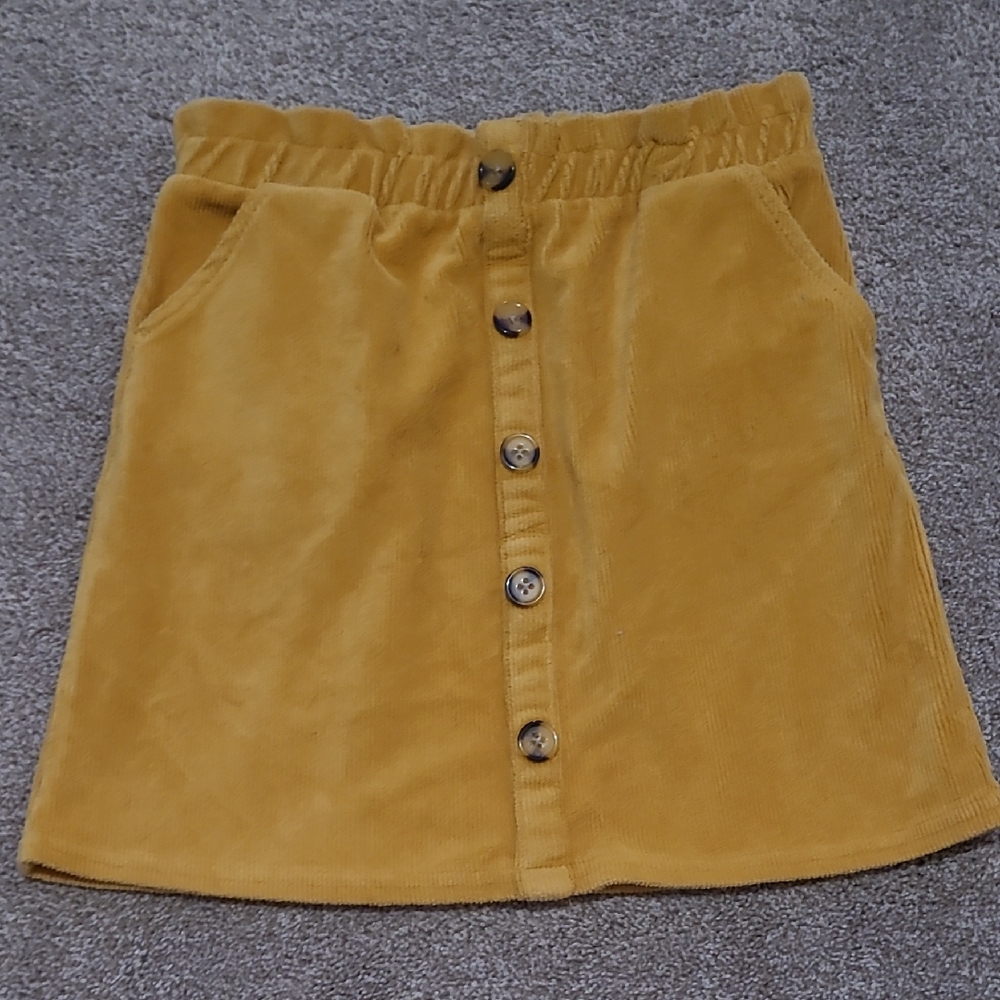 Derek Heart Mustard Corduroy Skirt with Buttons